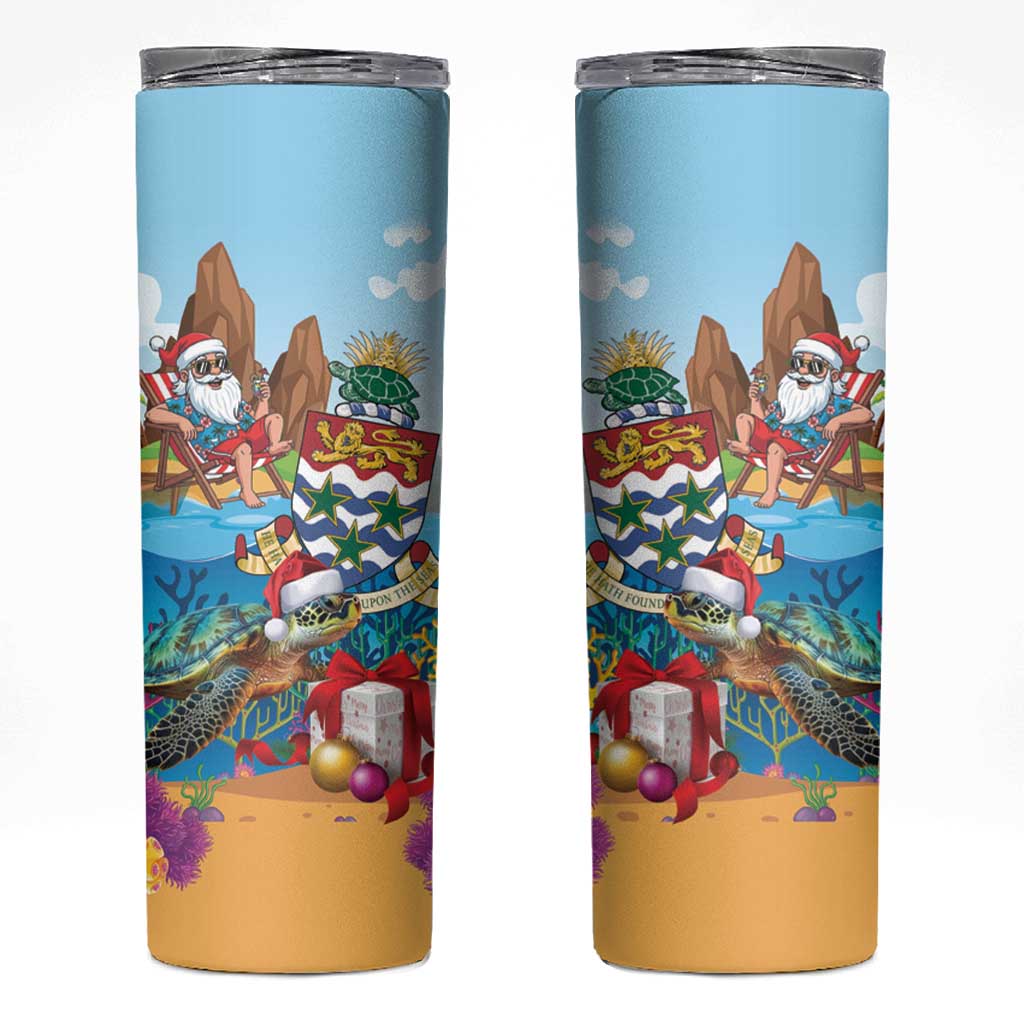 Cayman Islands Christmas Skinny Tumbler Santa Claus Turtle Beachy Xmas - Wonder Print Shop
