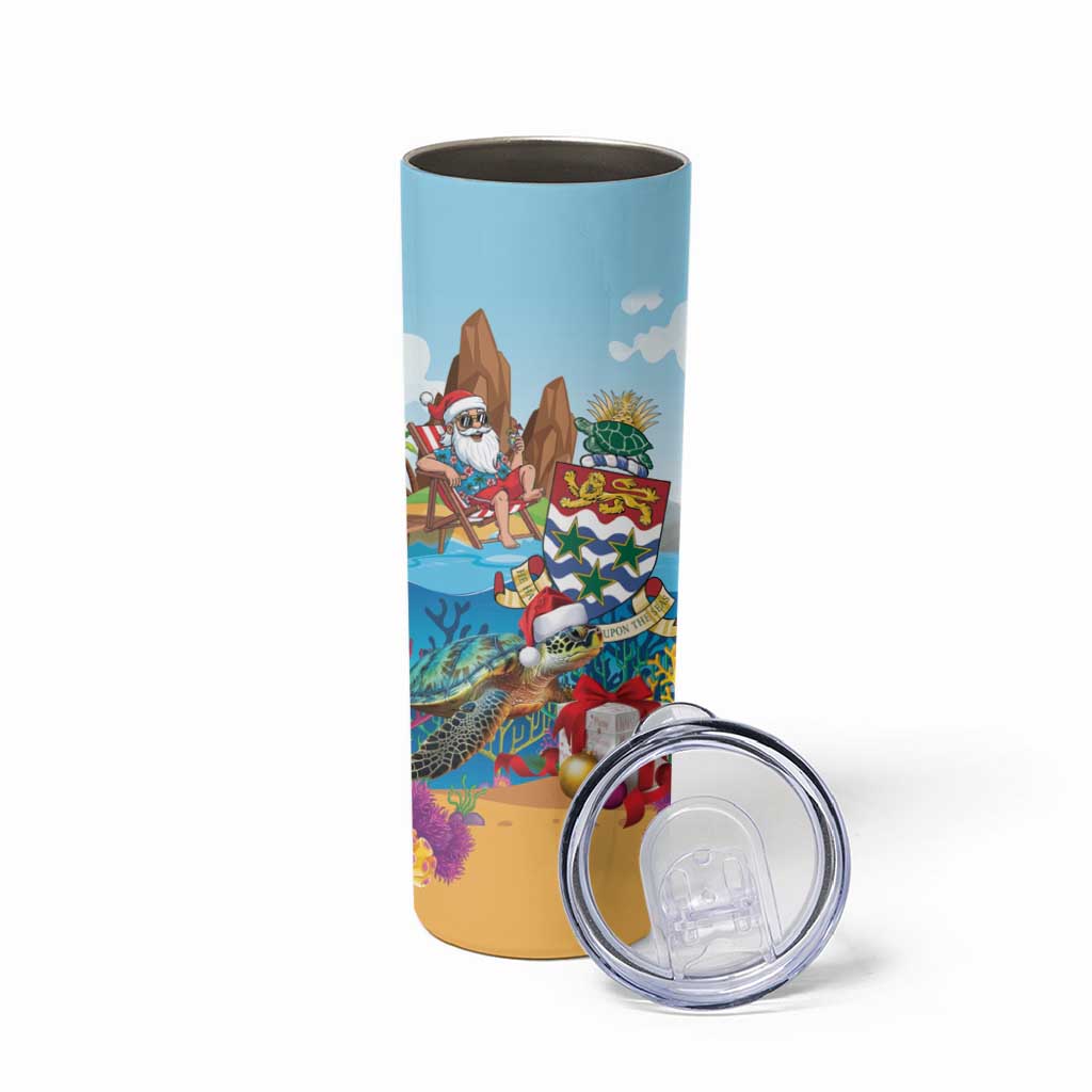 Cayman Islands Christmas Skinny Tumbler Santa Claus Turtle Beachy Xmas - Wonder Print Shop
