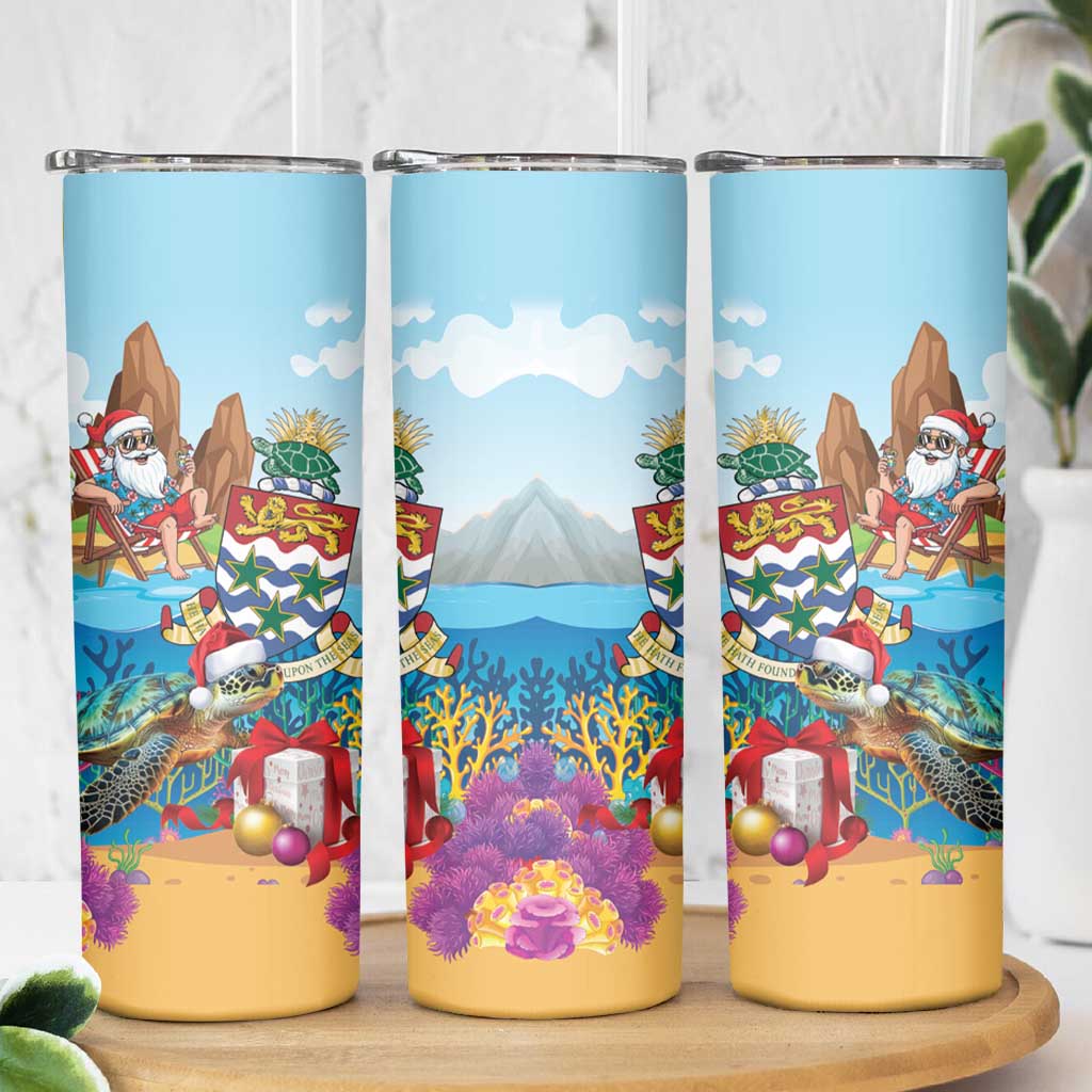 Cayman Islands Christmas Skinny Tumbler Santa Claus Turtle Beachy Xmas - Wonder Print Shop