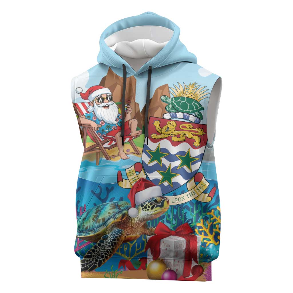 Cayman Islands Christmas Sleeveless Hoodie Santa Claus Turtle Beachy Xmas - Wonder Print Shop