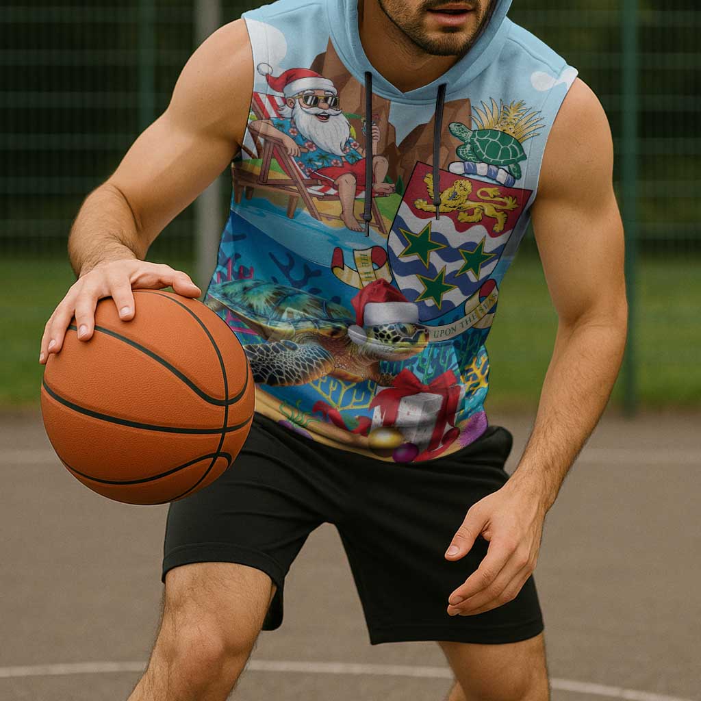 Cayman Islands Christmas Sleeveless Hoodie Santa Claus Turtle Beachy Xmas - Wonder Print Shop