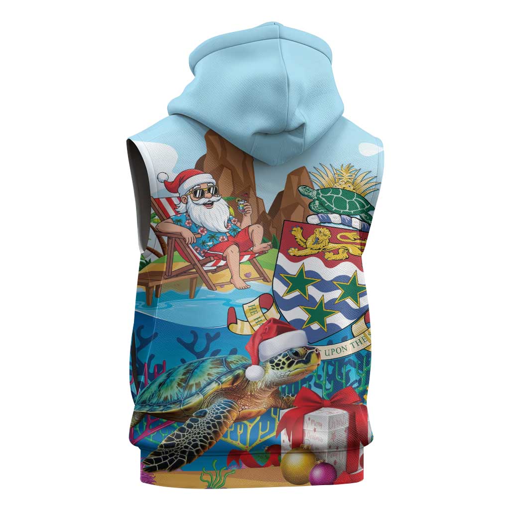 Cayman Islands Christmas Sleeveless Zip Hoodie Santa Claus Turtle Beachy Xmas - Wonder Print Shop