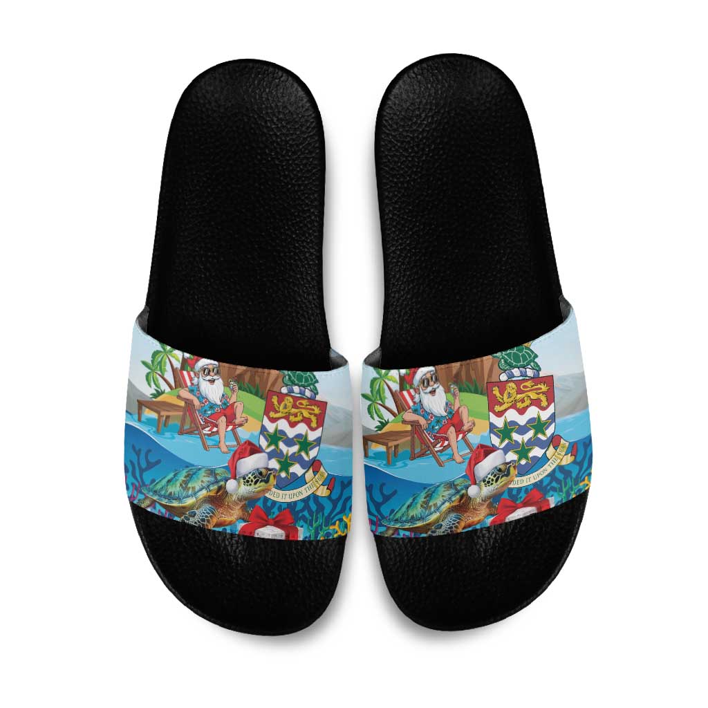 Cayman Islands Christmas Slide Sandals Santa Claus Turtle Beachy Xmas - Wonder Print Shop