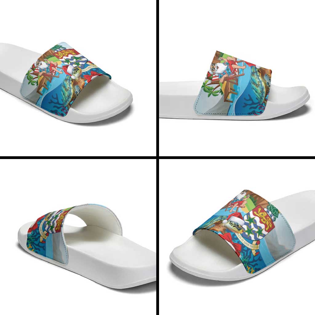 Cayman Islands Christmas Slide Sandals Santa Claus Turtle Beachy Xmas - Wonder Print Shop