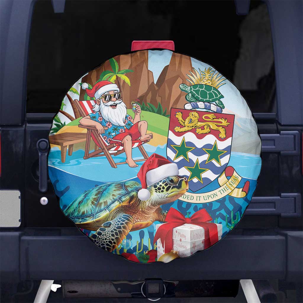 Cayman Islands Christmas Spare Tire Cover Santa Claus Turtle Beachy Xmas - Wonder Print Shop