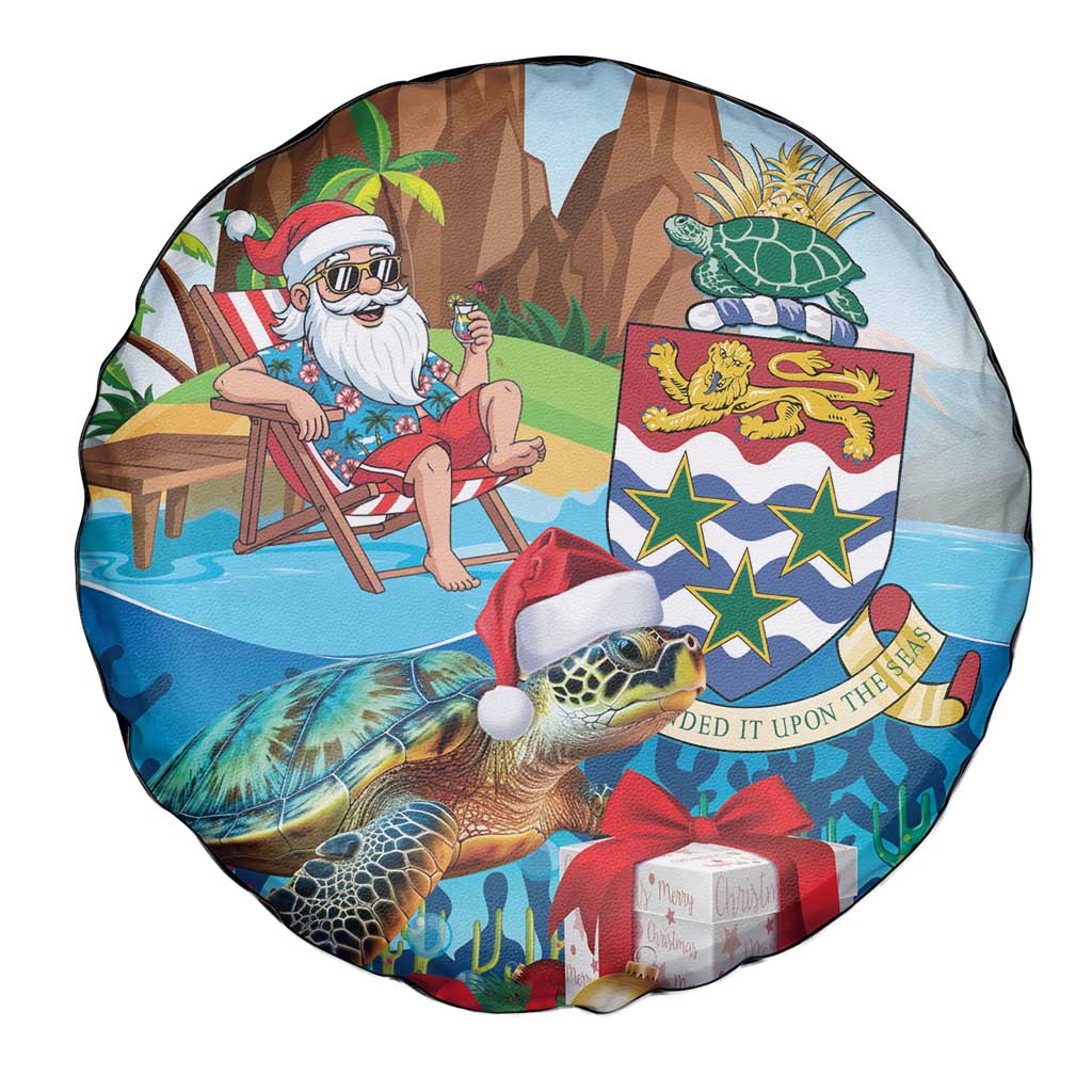 Cayman Islands Christmas Spare Tire Cover Santa Claus Turtle Beachy Xmas - Wonder Print Shop