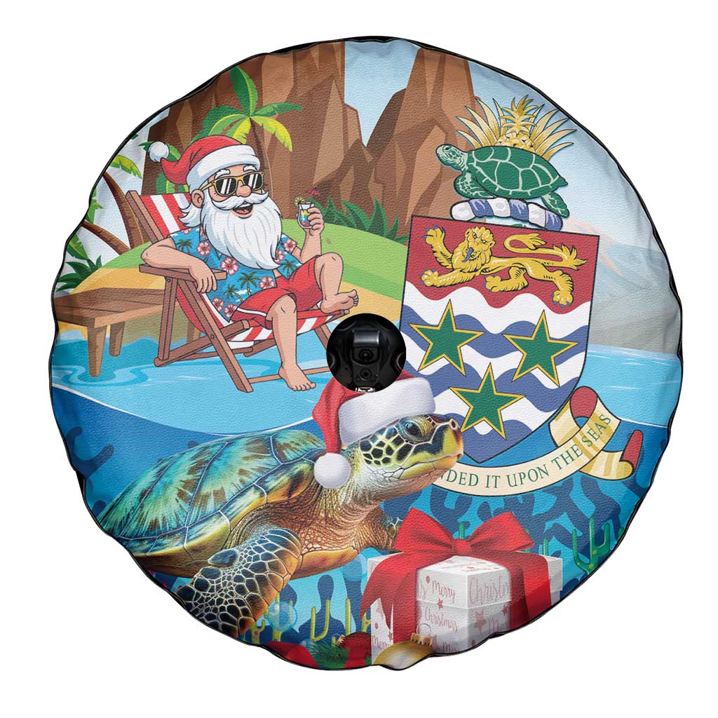 Cayman Islands Christmas Spare Tire Cover Santa Claus Turtle Beachy Xmas - Wonder Print Shop