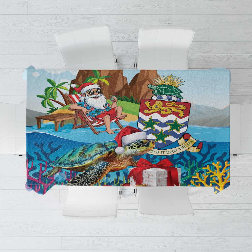 Cayman Islands Christmas Tablecloth Santa Claus Turtle Beachy Xmas - Wonder Print Shop