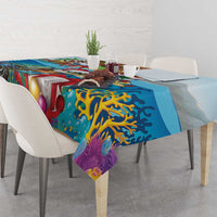 Cayman Islands Christmas Tablecloth Santa Claus Turtle Beachy Xmas - Wonder Print Shop