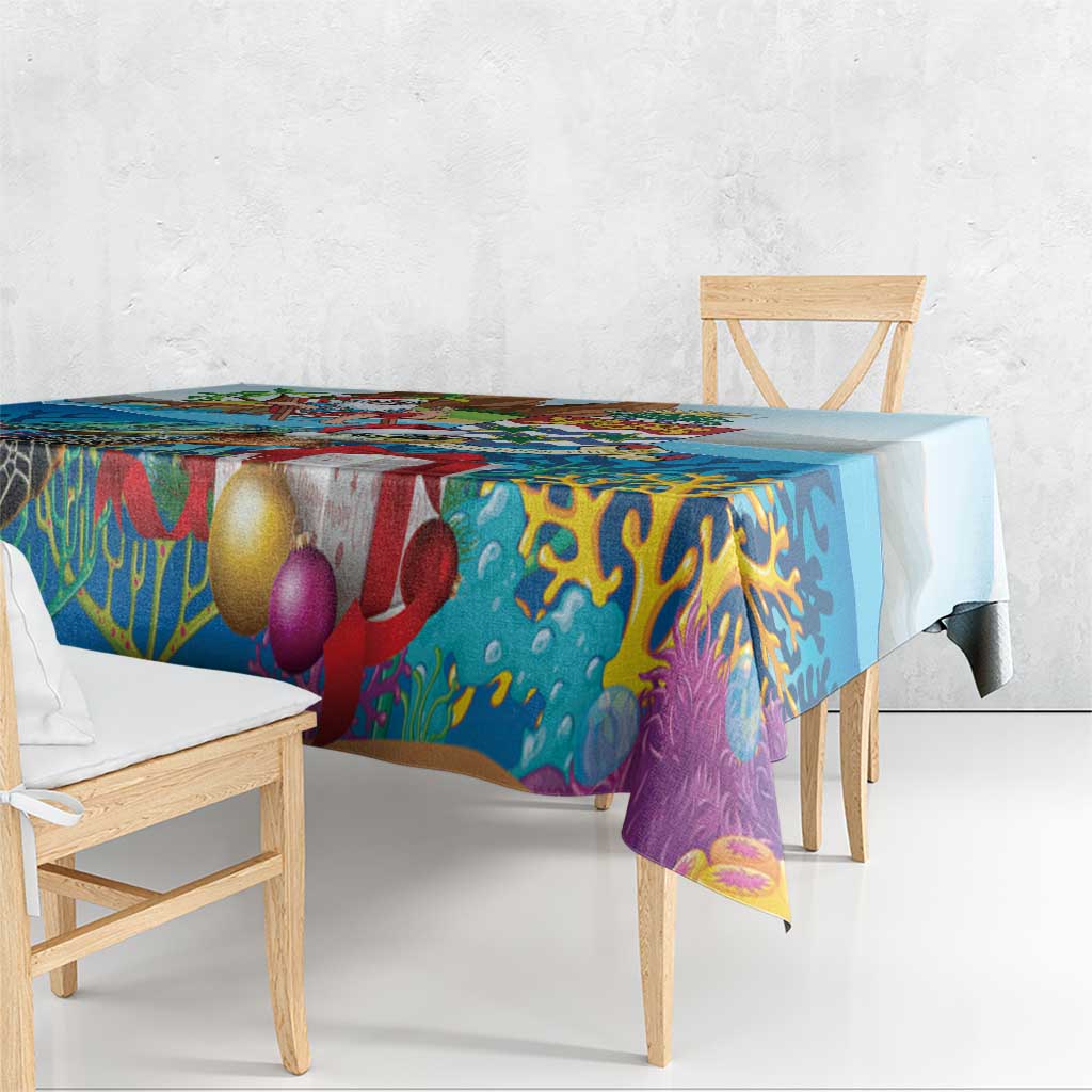 Cayman Islands Christmas Tablecloth Santa Claus Turtle Beachy Xmas - Wonder Print Shop