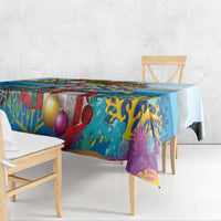 Cayman Islands Christmas Tablecloth Santa Claus Turtle Beachy Xmas - Wonder Print Shop