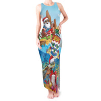 Cayman Islands Christmas Tank Maxi Dress Santa Claus Turtle Beachy Xmas - Wonder Print Shop