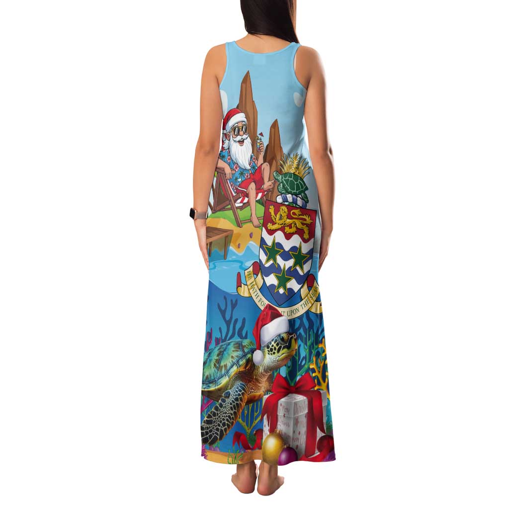 Cayman Islands Christmas Tank Maxi Dress Santa Claus Turtle Beachy Xmas - Wonder Print Shop