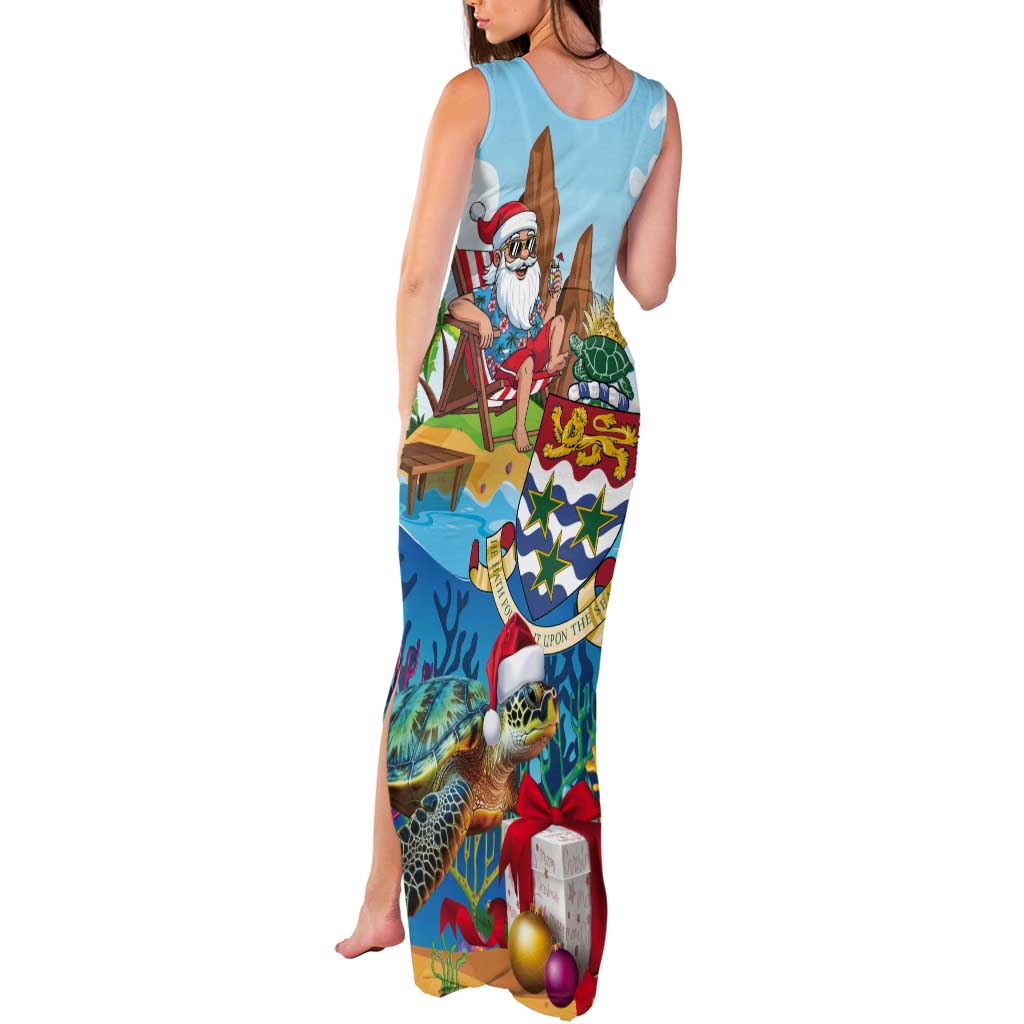 Cayman Islands Christmas Tank Maxi Dress Santa Claus Turtle Beachy Xmas - Wonder Print Shop