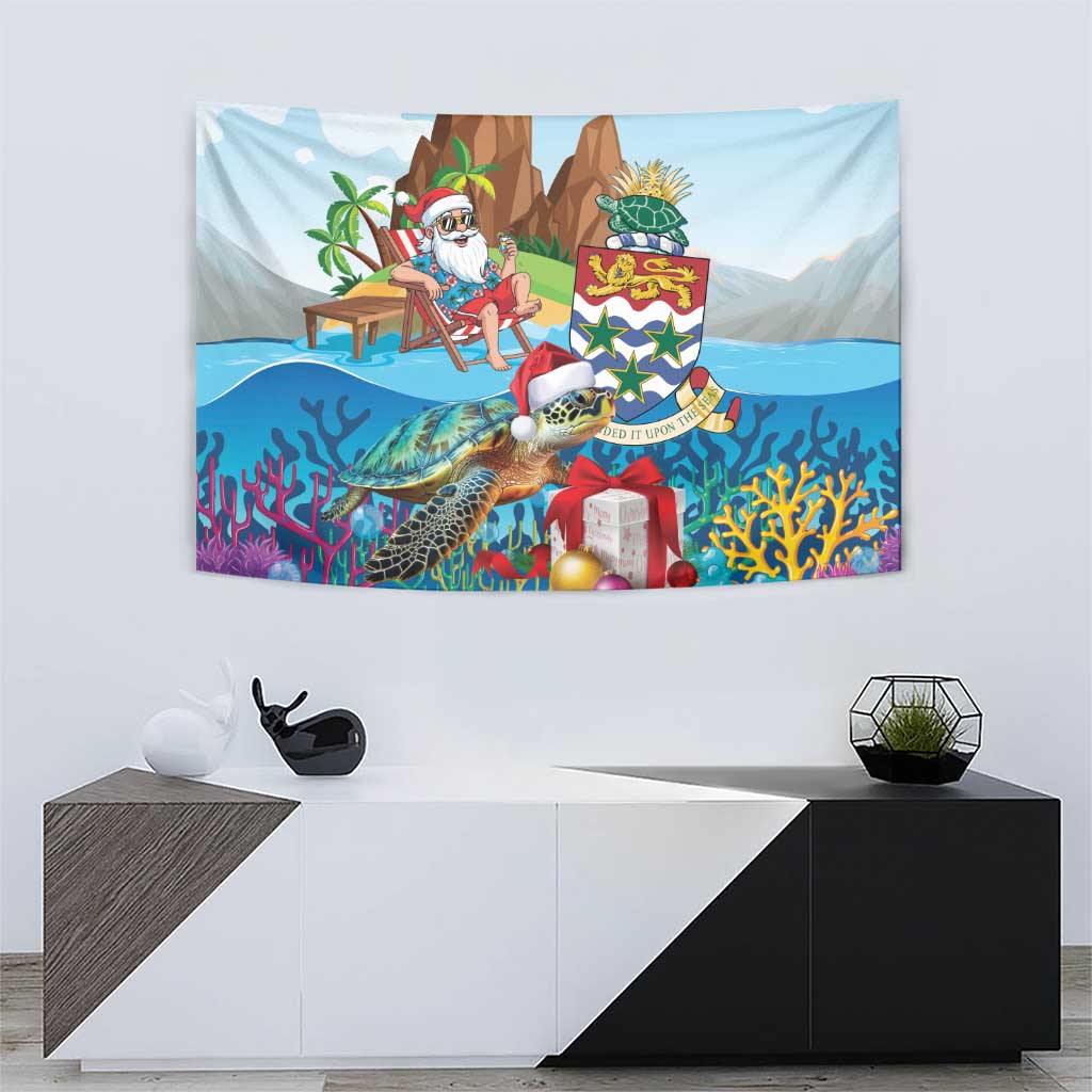 Cayman Islands Christmas Tapestry Santa Claus Turtle Beachy Xmas - Wonder Print Shop