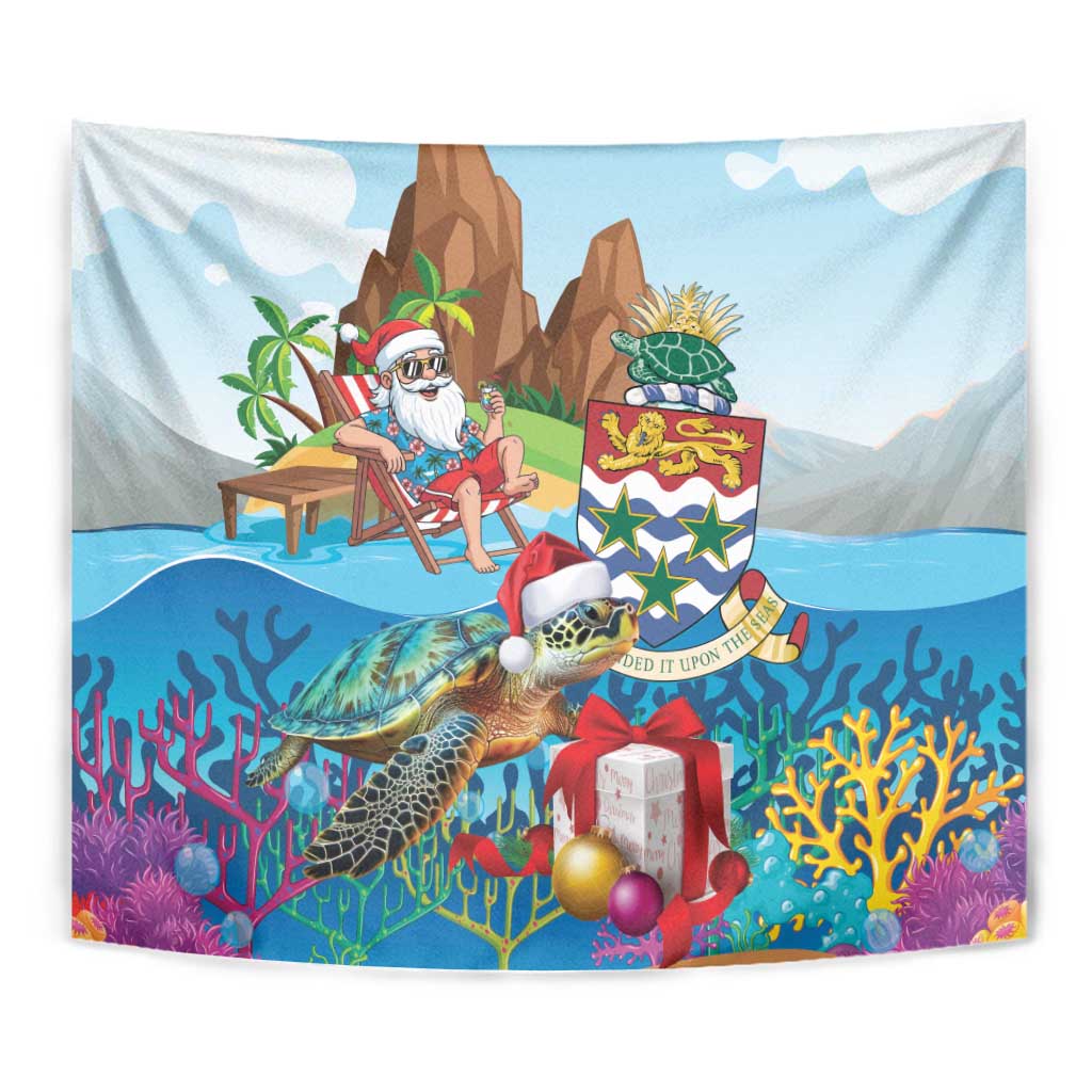 Cayman Islands Christmas Tapestry Santa Claus Turtle Beachy Xmas - Wonder Print Shop