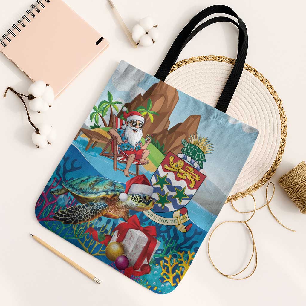 Cayman Islands Christmas Tote Bag Santa Claus Turtle Beachy Xmas - Wonder Print Shop