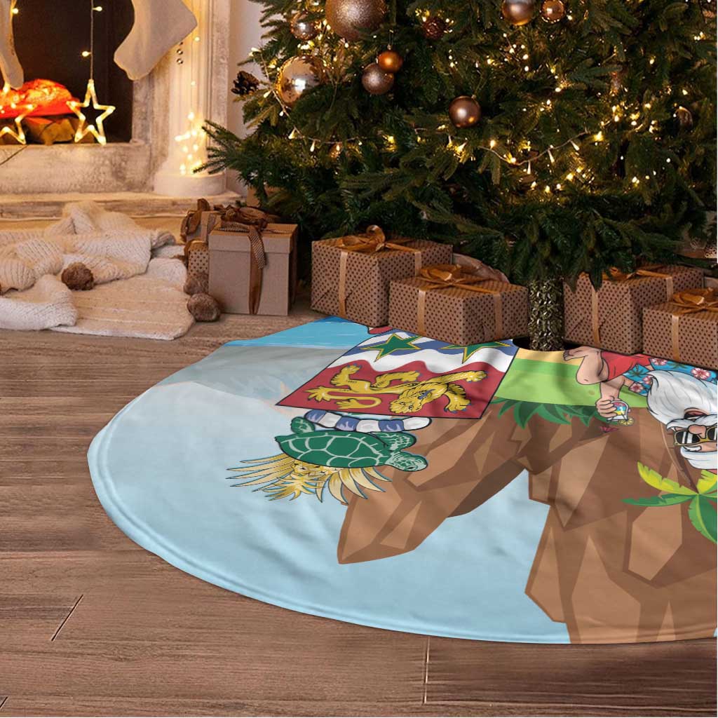 Cayman Islands Christmas Tree Skirt Santa Claus Turtle Beachy Xmas - Wonder Print Shop