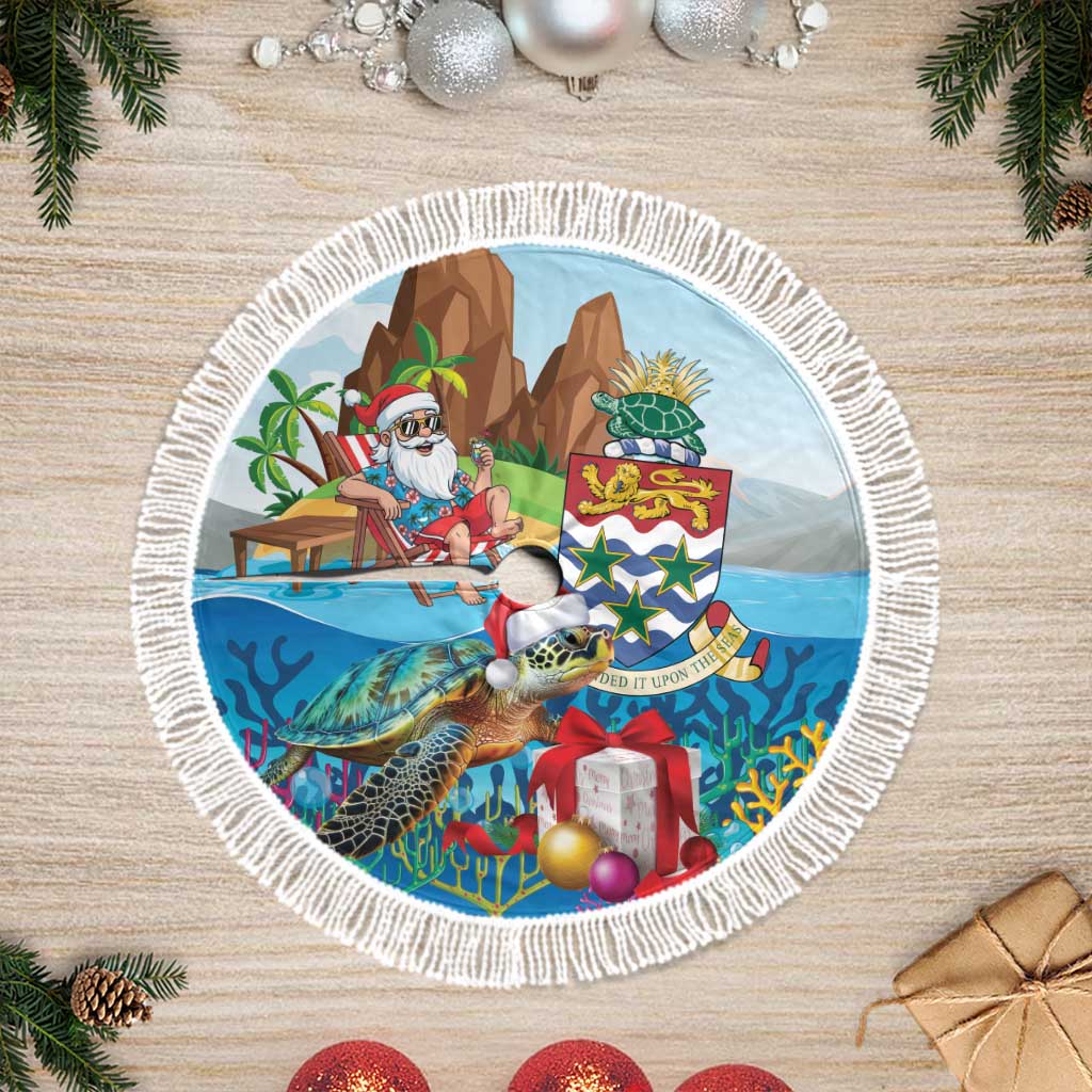 Cayman Islands Christmas Tree Skirt Santa Claus Turtle Beachy Xmas - Wonder Print Shop