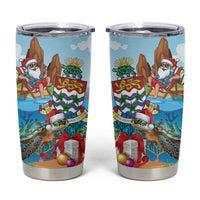 Cayman Islands Christmas Tumbler Cup Santa Claus Turtle Beachy Xmas - Wonder Print Shop