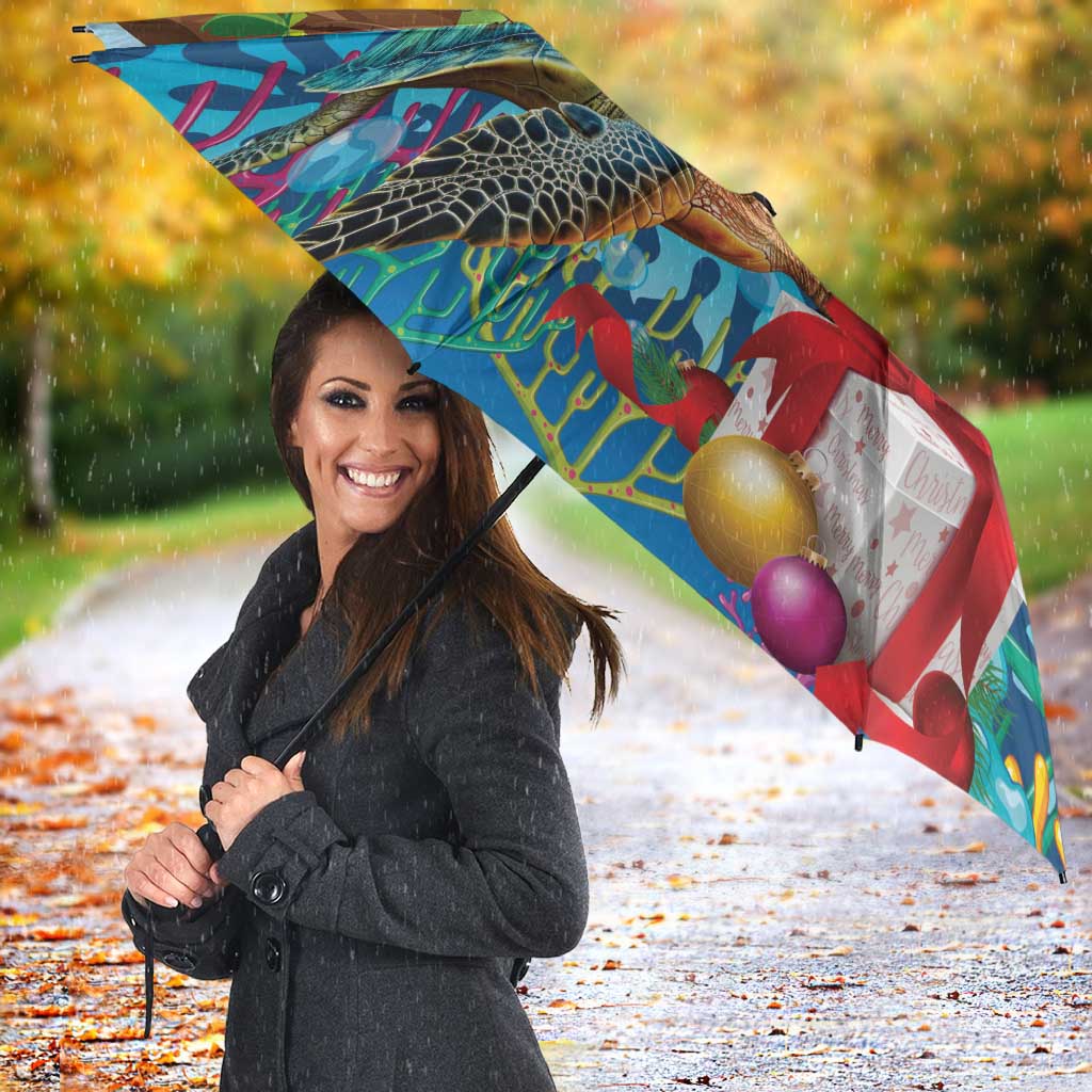 Cayman Islands Christmas Umbrella Santa Claus Turtle Beachy Xmas - Wonder Print Shop