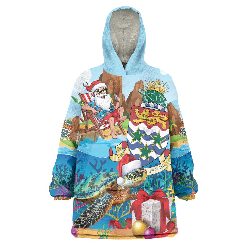 Cayman Islands Christmas Wearable Blanket Hoodie Santa Claus Turtle Beachy Xmas - Wonder Print Shop