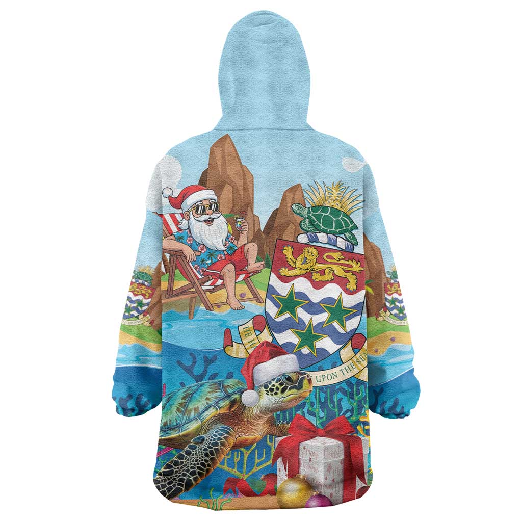 Cayman Islands Christmas Wearable Blanket Hoodie Santa Claus Turtle Beachy Xmas - Wonder Print Shop