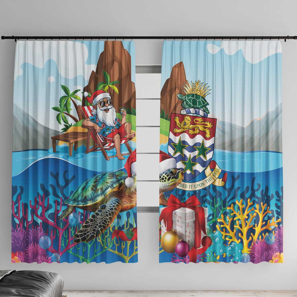 Cayman Islands Christmas Window Curtain Santa Claus Turtle Beachy Xmas - Wonder Print Shop