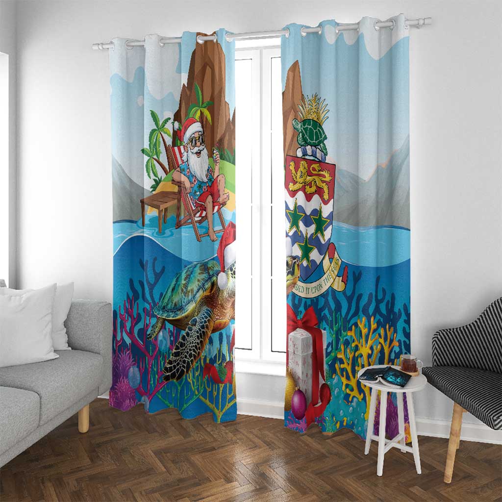 Cayman Islands Christmas Window Curtain Santa Claus Turtle Beachy Xmas - Wonder Print Shop