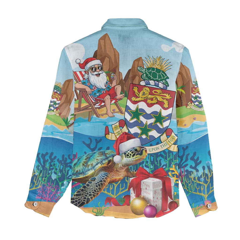 Cayman Islands Christmas Women Casual Shirt Santa Claus Turtle Beachy Xmas - Wonder Print Shop