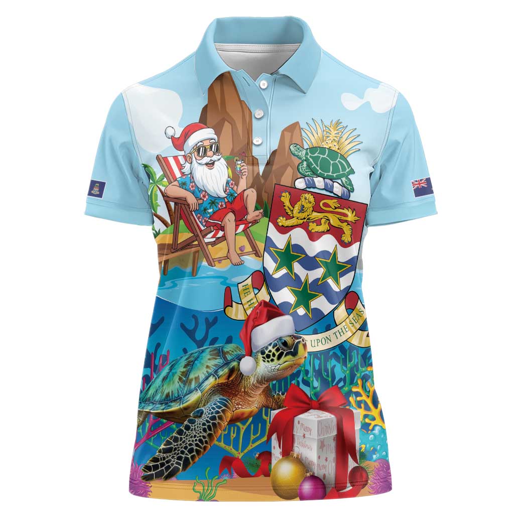 Cayman Islands Christmas Women Polo Shirt Santa Claus Turtle Beachy Xmas - Wonder Print Shop