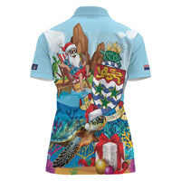 Cayman Islands Christmas Women Polo Shirt Santa Claus Turtle Beachy Xmas - Wonder Print Shop