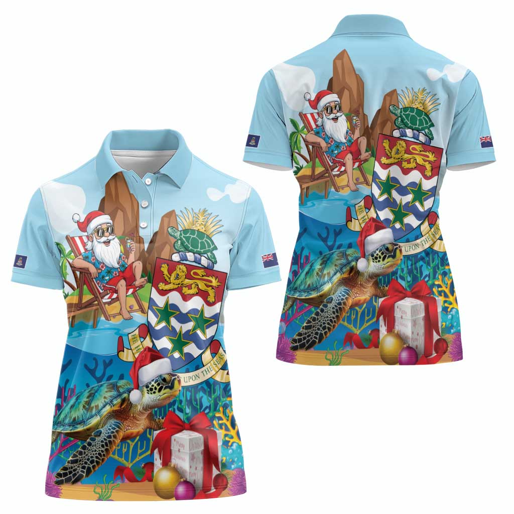 Cayman Islands Christmas Women Polo Shirt Santa Claus Turtle Beachy Xmas - Wonder Print Shop