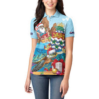 Cayman Islands Christmas Women Polo Shirt Santa Claus Turtle Beachy Xmas - Wonder Print Shop
