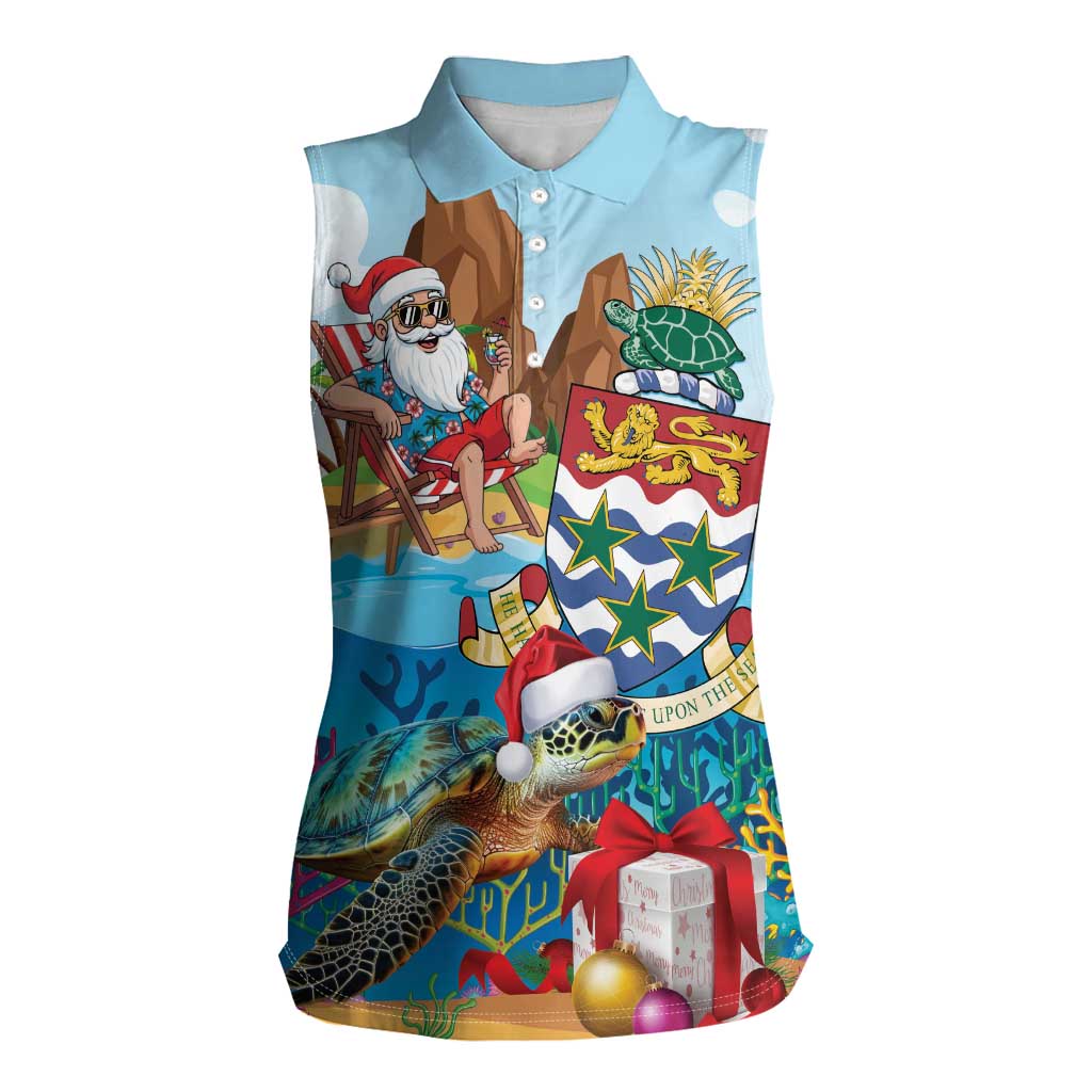 Cayman Islands Christmas Women Sleeveless Polo Shirt Santa Claus Turtle Beachy Xmas - Wonder Print Shop