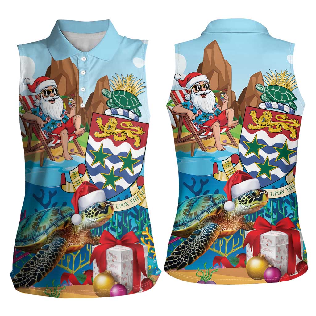 Cayman Islands Christmas Women Sleeveless Polo Shirt Santa Claus Turtle Beachy Xmas - Wonder Print Shop