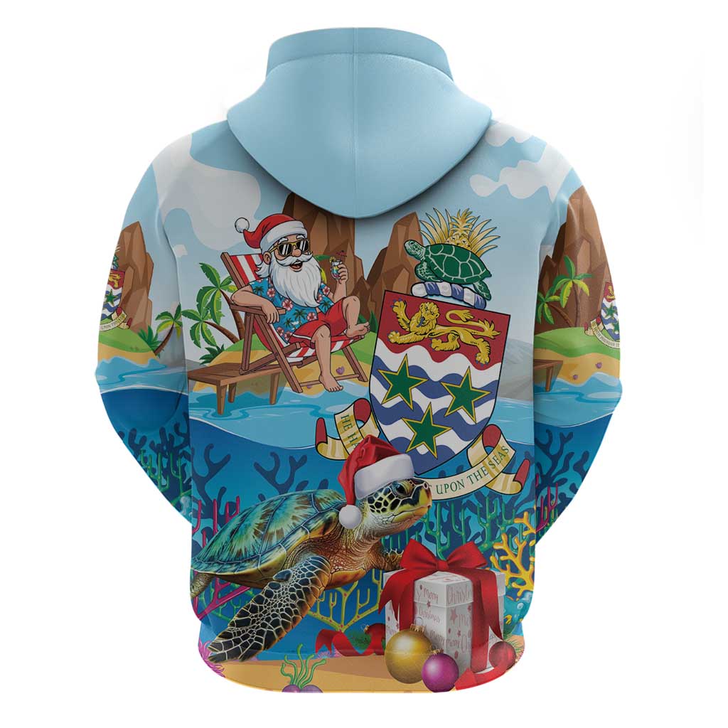 Cayman Islands Christmas Zip Hoodie Santa Claus Turtle Beachy Xmas - Wonder Print Shop