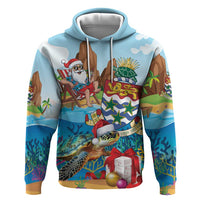 Cayman Islands Christmas Zip Hoodie Santa Claus Turtle Beachy Xmas - Wonder Print Shop