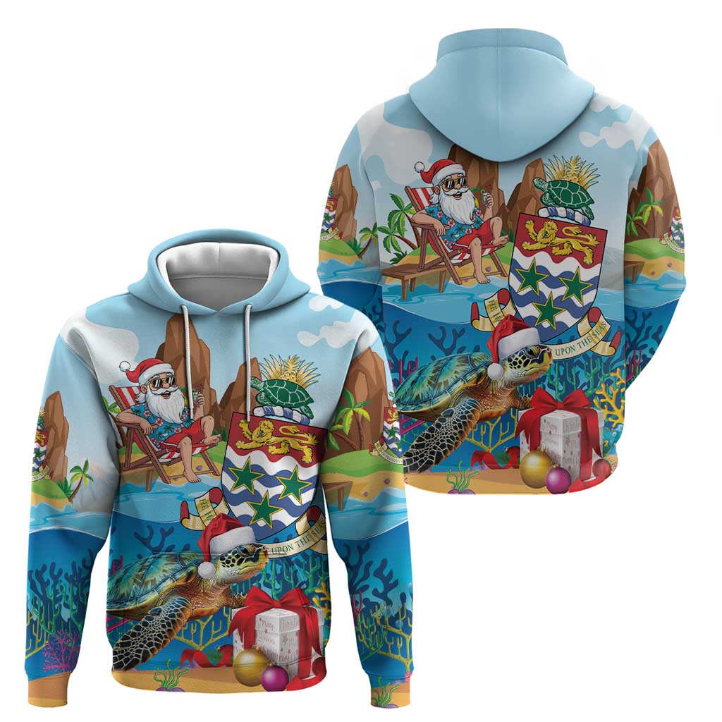 Cayman Islands Christmas Zip Hoodie Santa Claus Turtle Beachy Xmas - Wonder Print Shop