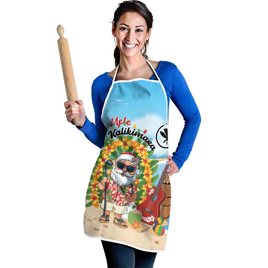 Hawaii Golf Christmas Apron Mele Kalikimaka Funny Golfer Santa - Wonder Print Shop