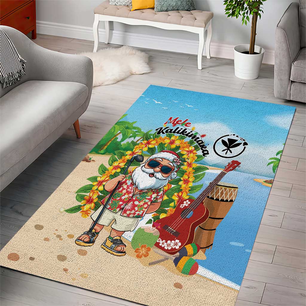 Hawaii Golf Christmas Area Rug Mele Kalikimaka Funny Golfer Santa - Wonder Print Shop