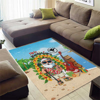 Hawaii Golf Christmas Area Rug Mele Kalikimaka Funny Golfer Santa - Wonder Print Shop