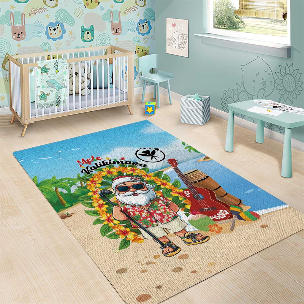 Hawaii Golf Christmas Area Rug Mele Kalikimaka Funny Golfer Santa - Wonder Print Shop