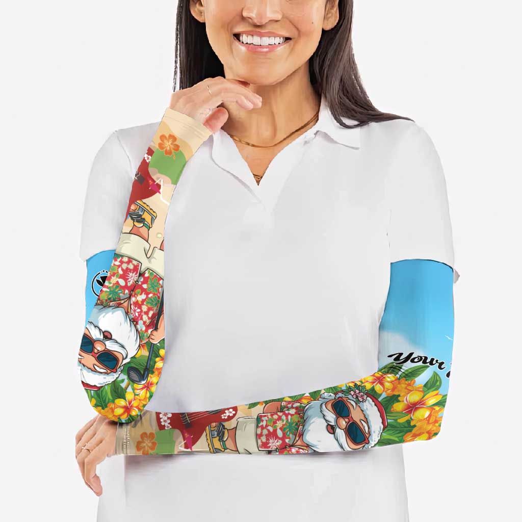 Personalized Hawaii Golf Christmas Arm Sleeves Mele Kalikimaka Funny Golfer Santa - Wonder Print Shop