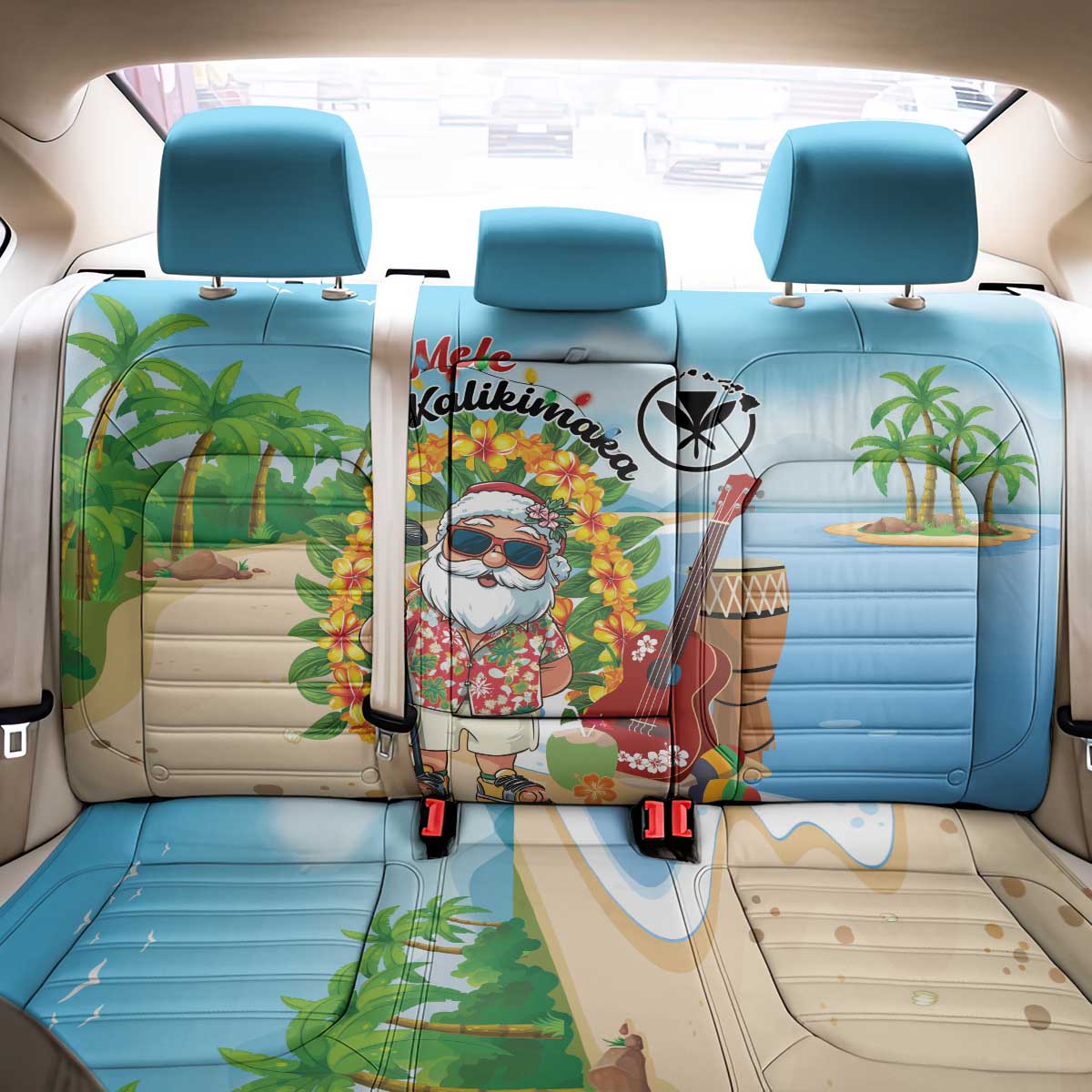 Hawaii Golf Christmas Back Car Seat Cover Mele Kalikimaka Funny Golfer Santa - Wonder Print Shop