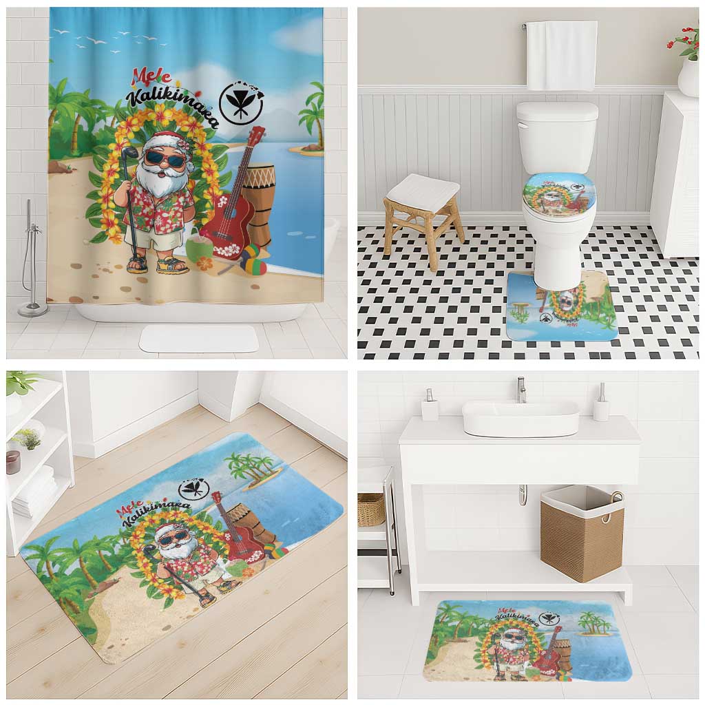Hawaii Golf Christmas Bathroom Set Mele Kalikimaka Funny Golfer Santa - Wonder Print Shop