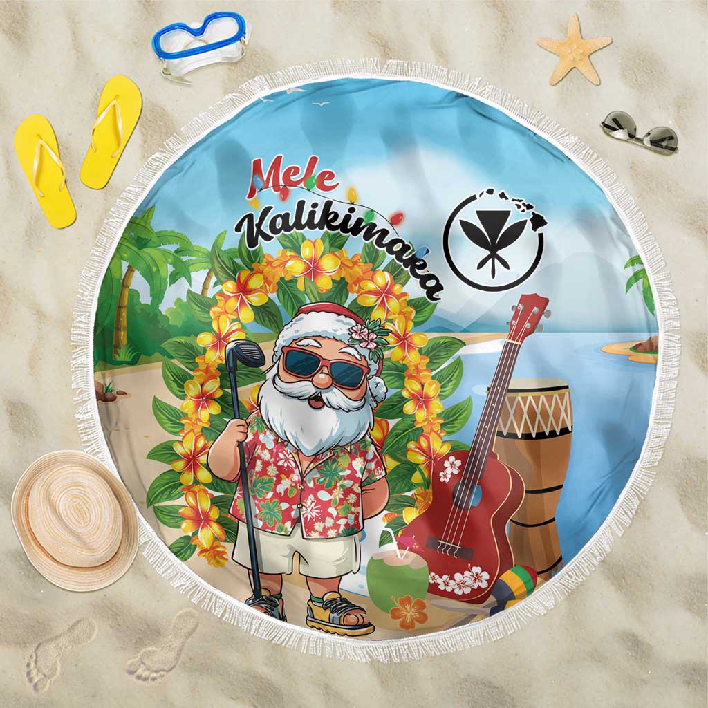 Hawaii Golf Christmas Beach Blanket Mele Kalikimaka Funny Golfer Santa - Wonder Print Shop
