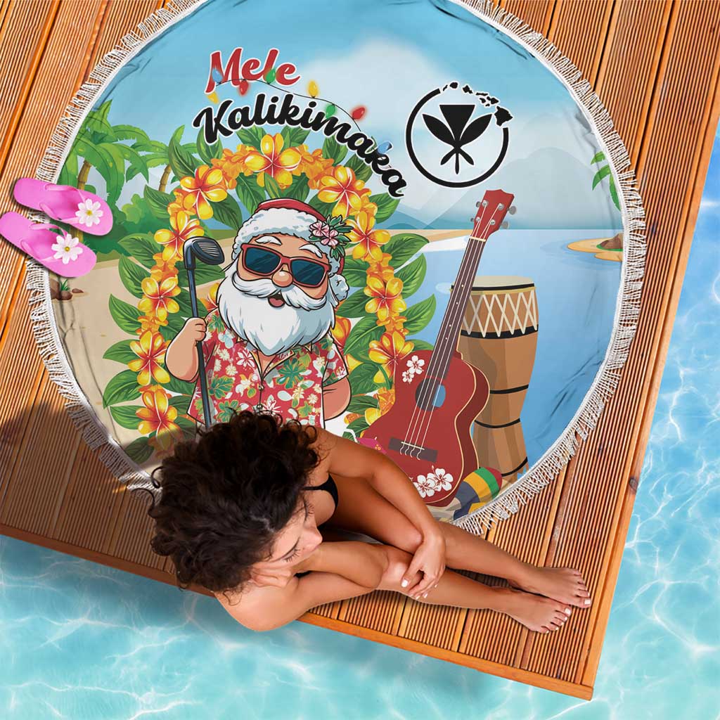 Hawaii Golf Christmas Beach Blanket Mele Kalikimaka Funny Golfer Santa - Wonder Print Shop