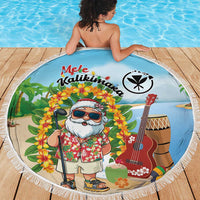 Hawaii Golf Christmas Beach Blanket Mele Kalikimaka Funny Golfer Santa - Wonder Print Shop