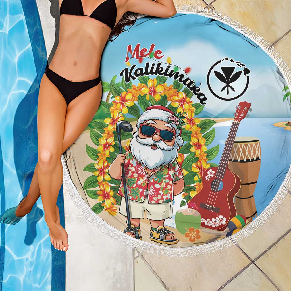 Hawaii Golf Christmas Beach Blanket Mele Kalikimaka Funny Golfer Santa - Wonder Print Shop